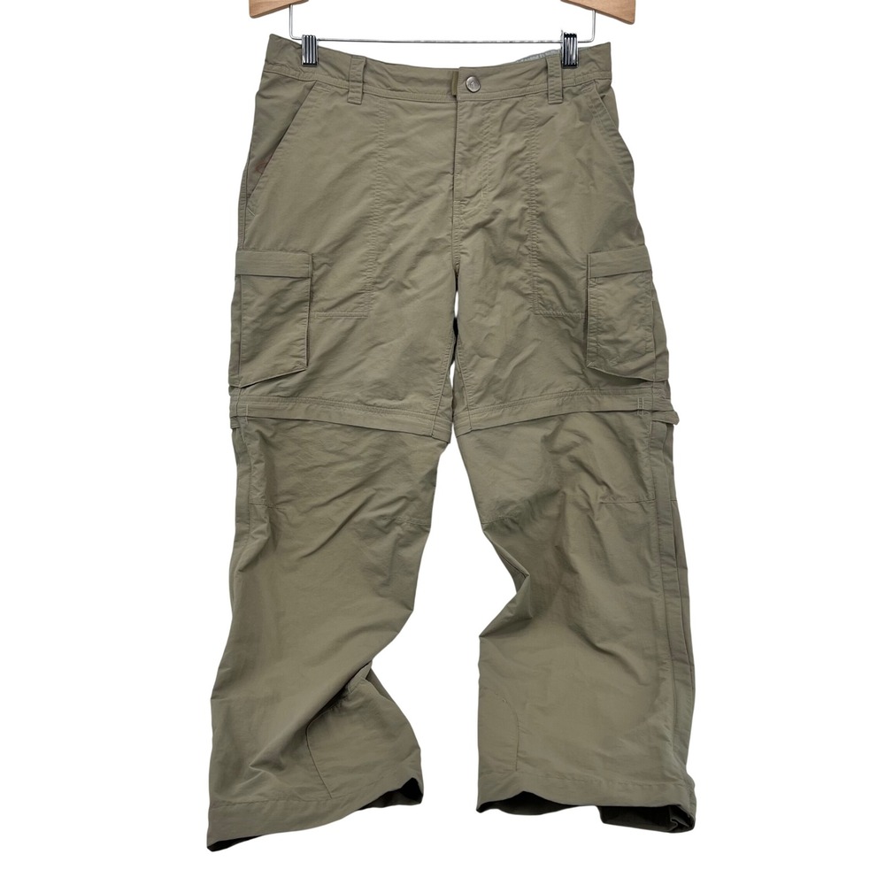 REI Sahara Convertible Cargo Hiking Pants Womens 10 Petite Khaki Tan Zip Off